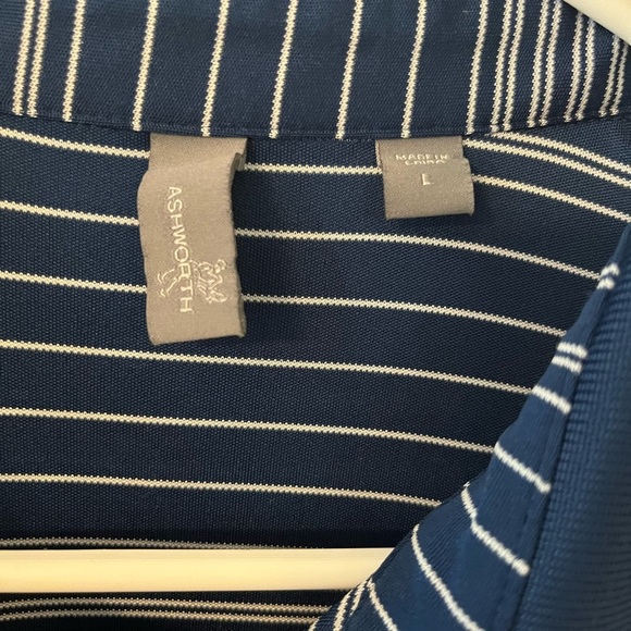 Ashworth Blue and White Striped Polo Shirt - Picture 3 of 4